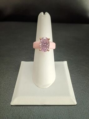 Silicone Ring with Pink Oval Cut AAAAA Grade CZ Size 7 NWT